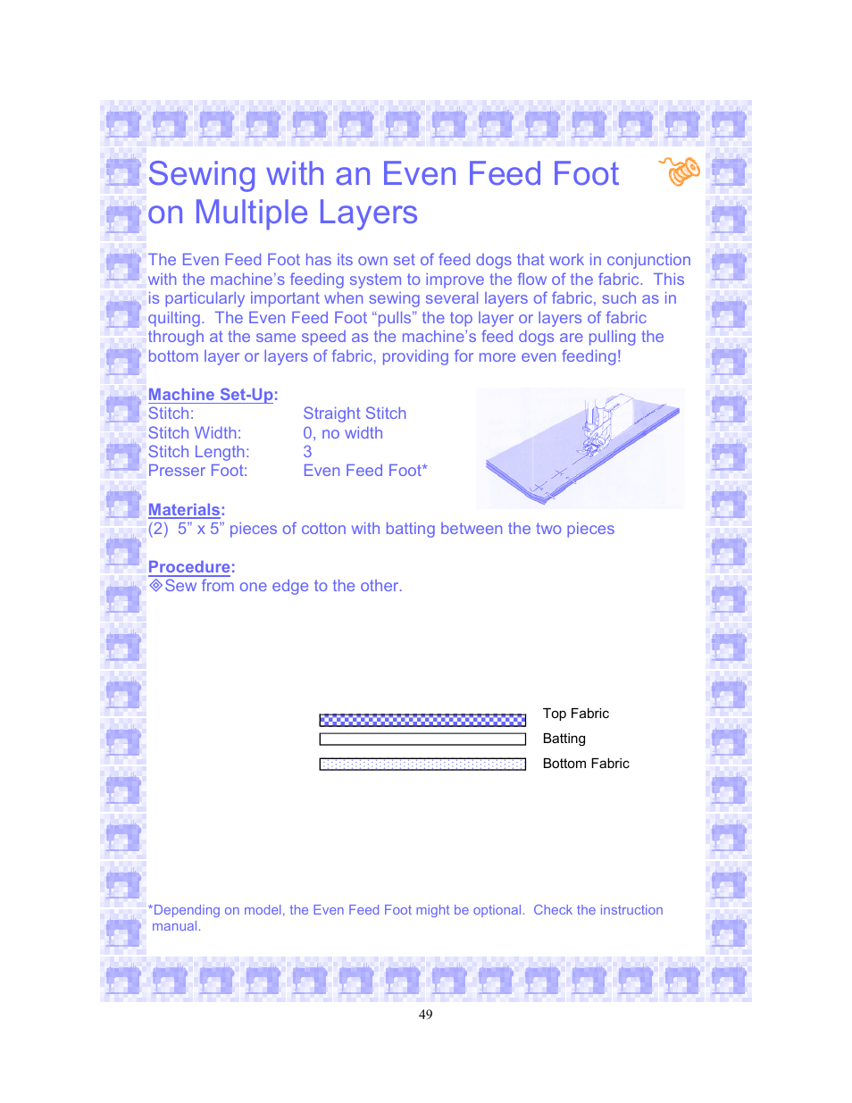 Sewing with an even feed foot on multiple layers | SINGER 6550-WORKBOOK Scholastic User Manual | Page 53 / 59