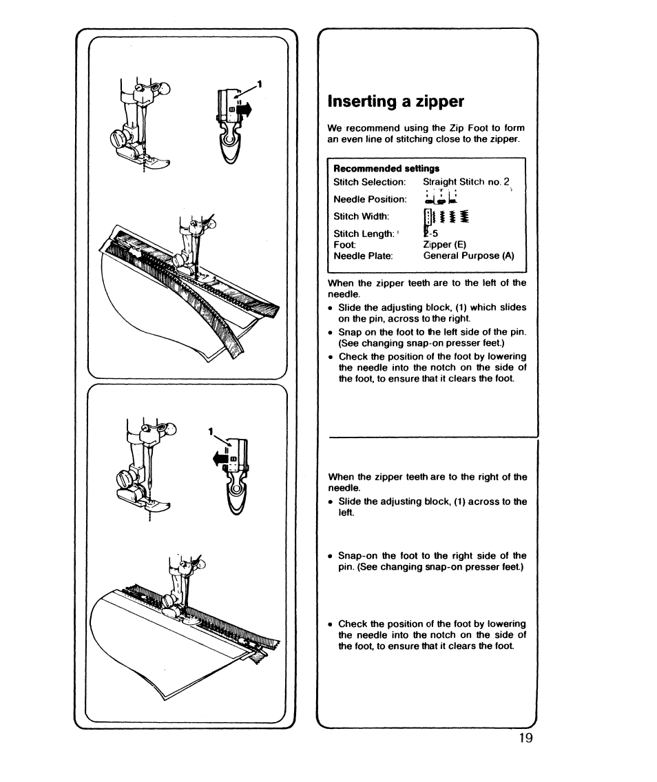 Inserting a zipper, Inserting a zip | SINGER 6610 User Manual | Page 24 / 52