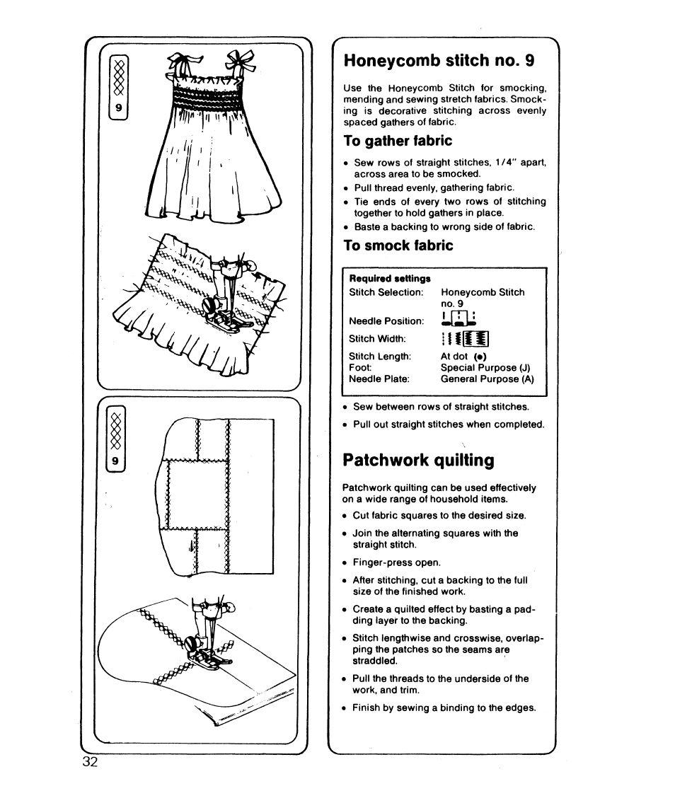 Honeycomb stitch no. 9, Patchwork quilting | SINGER 6610 User Manual | Page 37 / 52