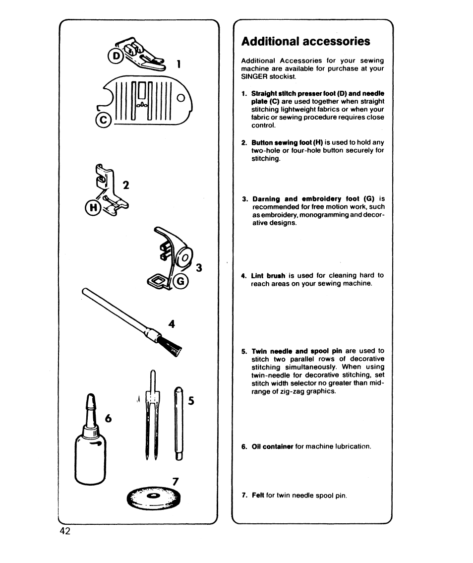 Additional accessories | SINGER 6610 User Manual | Page 47 / 52