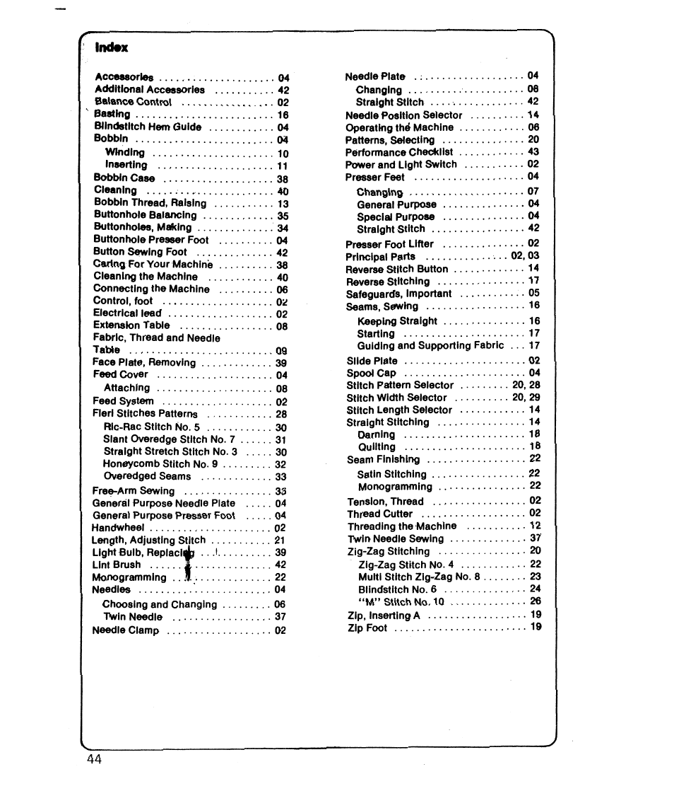 Indm | SINGER 6610 User Manual | Page 49 / 52