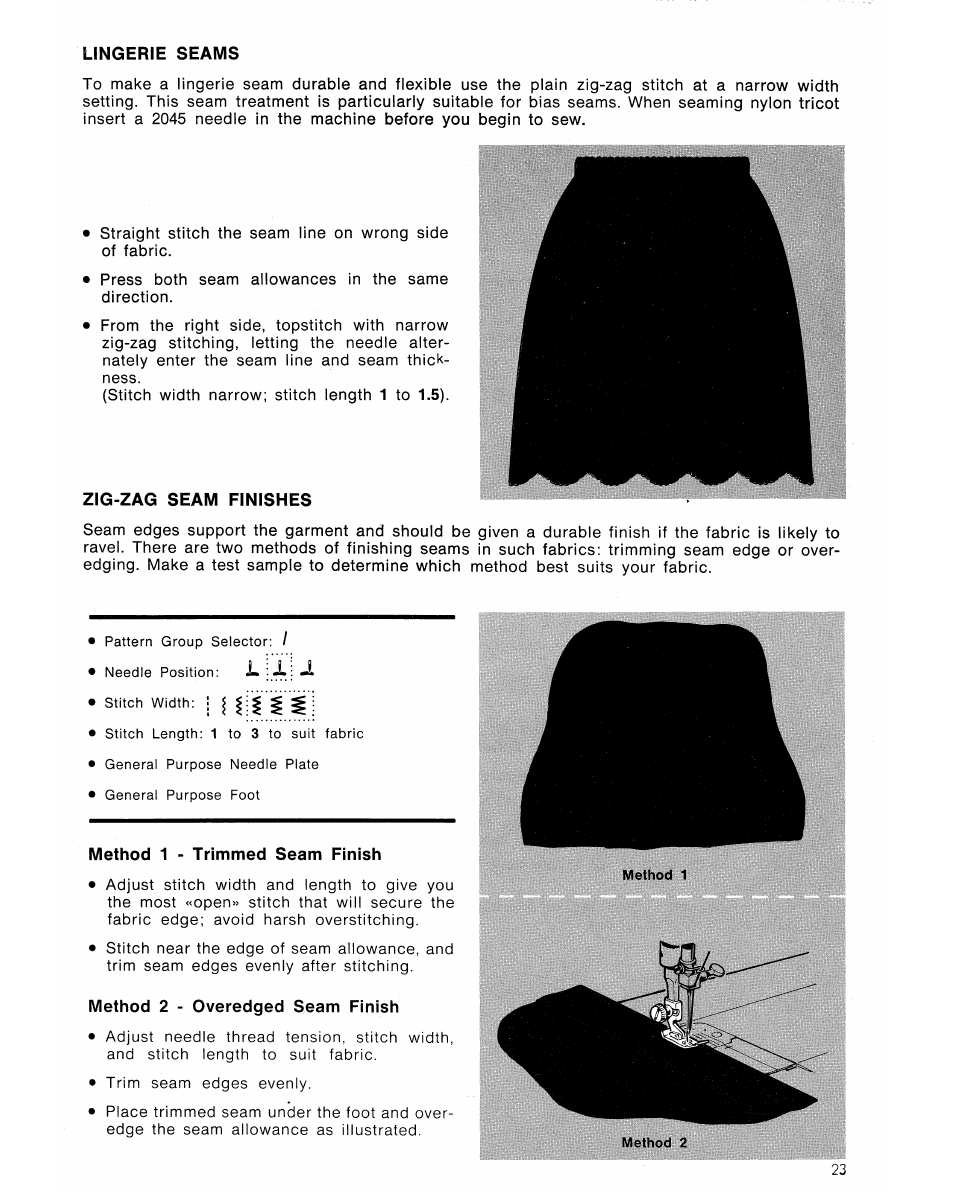 Lingerie seams, Zig-zag seam finishes | SINGER 7106 User Manual | Page 25 / 44