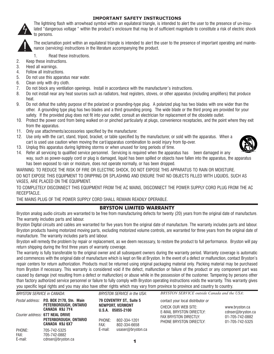 Bryston SP2 PREAMP User Manual | Page 2 / 20