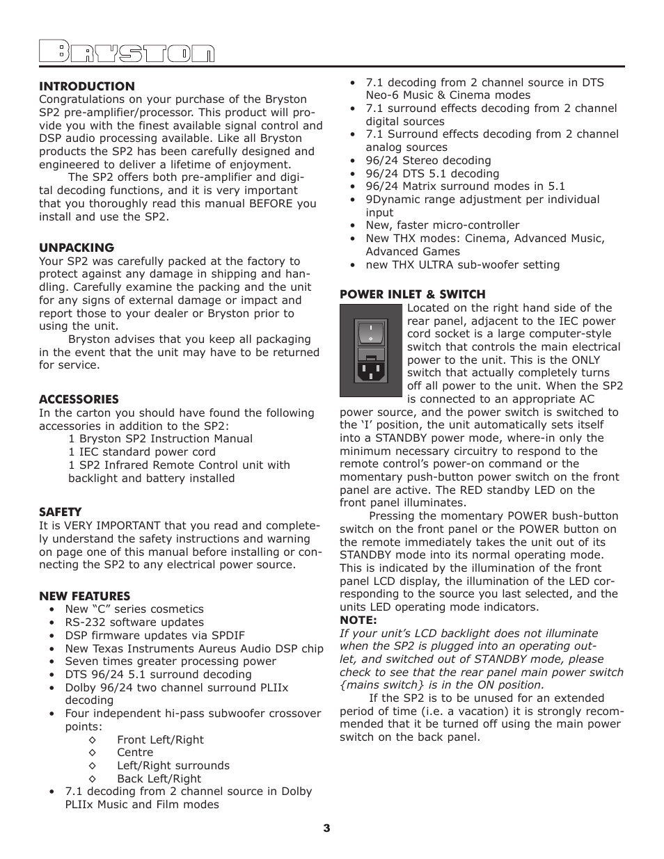 Bryston SP2 PREAMP User Manual | Page 4 / 20