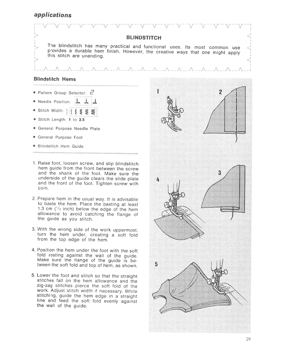 Applications, Blindstitch, V..... v | SINGER 7110 User Manual | Page 31 / 44