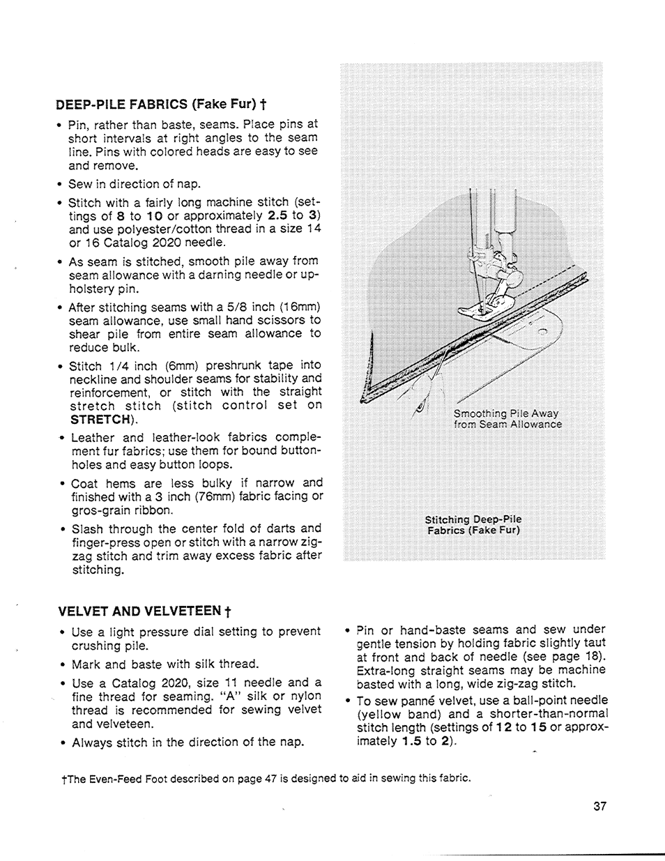 Deep-pile fabrics (fake fur) f, Velvet and velveteen f | SINGER 714 Graduate User Manual | Page 39 / 52