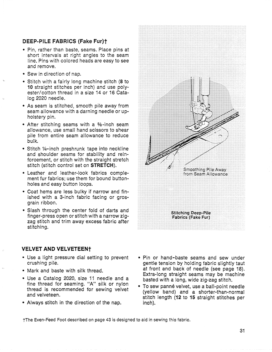 Deep-pile fabrics (fake fyr)f, Velvet and velveteenf | SINGER 717 Scholastic User Manual | Page 33 / 48