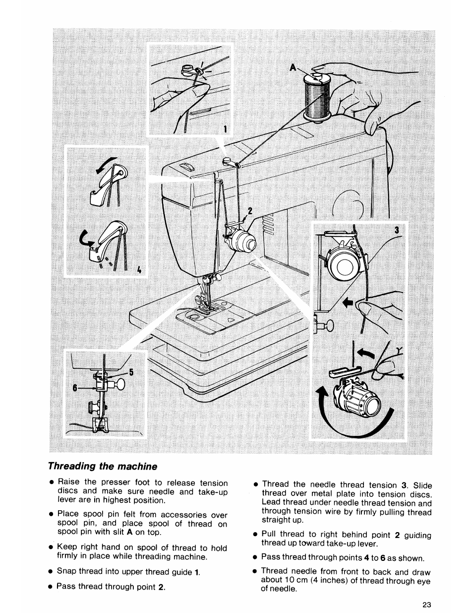 Threading the machine, Threading the bobbin case | SINGER 7184 User Manual | Page 25 / 66