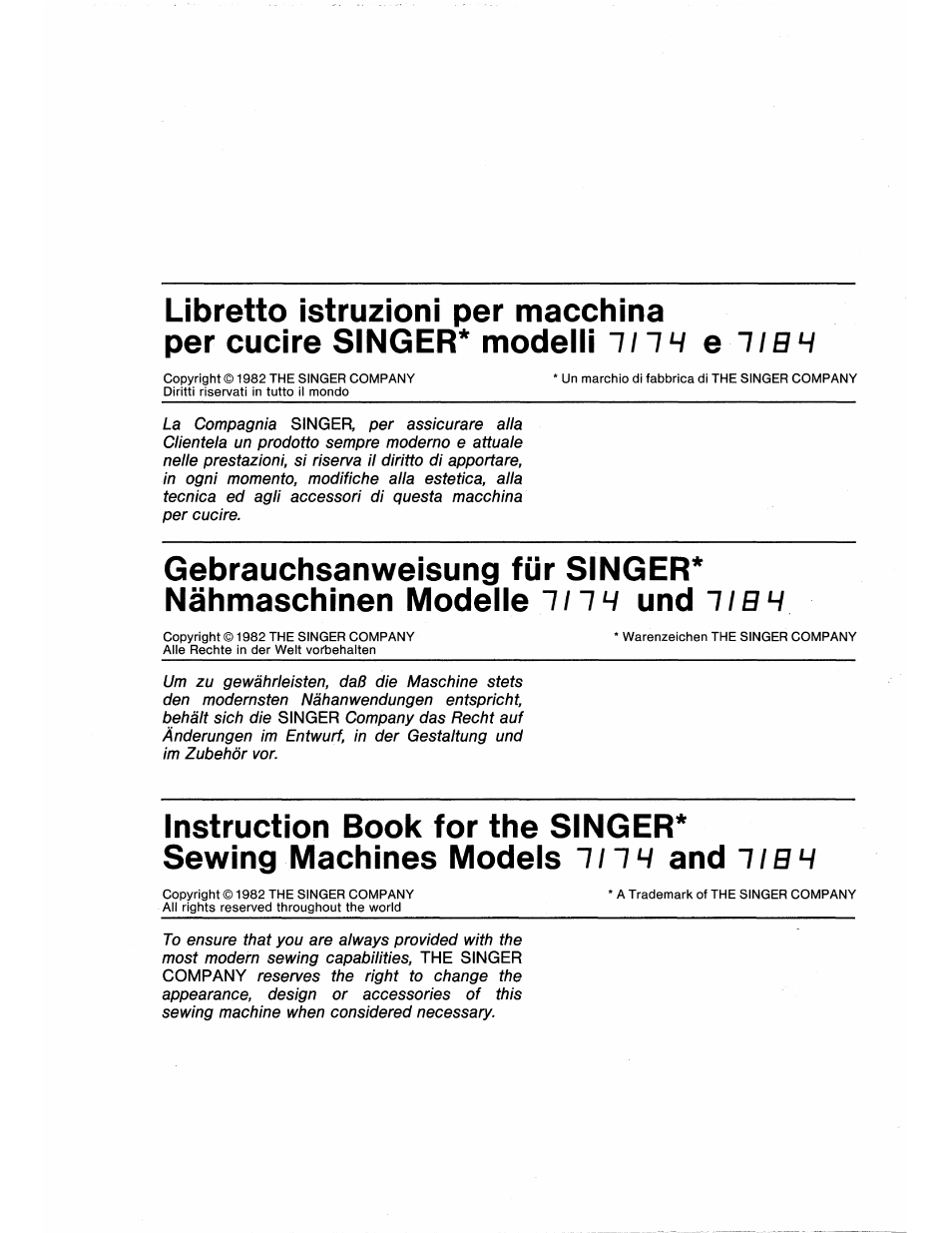 SINGER 7184 User Manual | Page 3 / 66