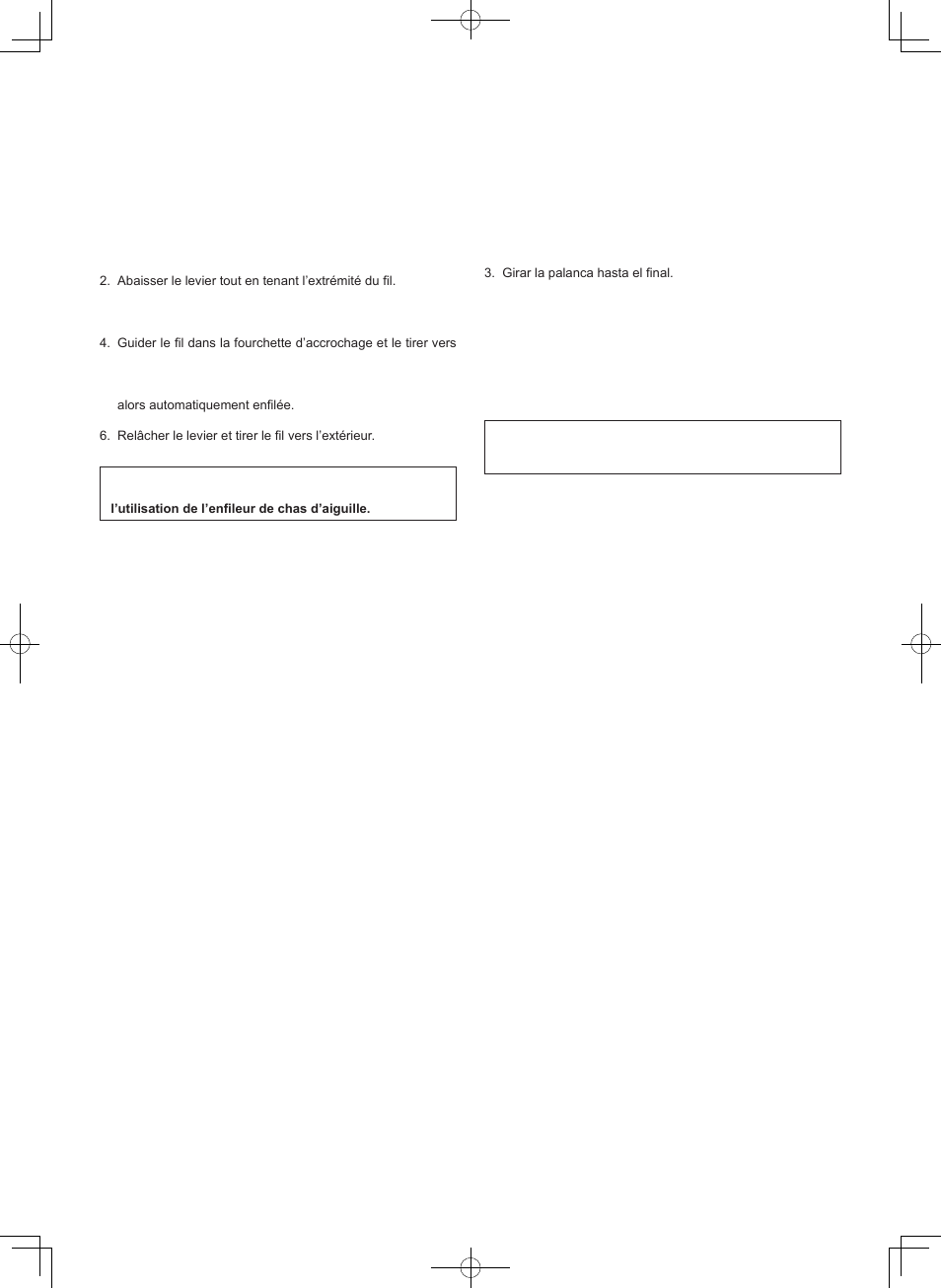 Utilisation de l’enfileur de chas d’aiguille, Empleo del enhebrador aguja | SINGER 7412 User Manual | Page 21 / 69