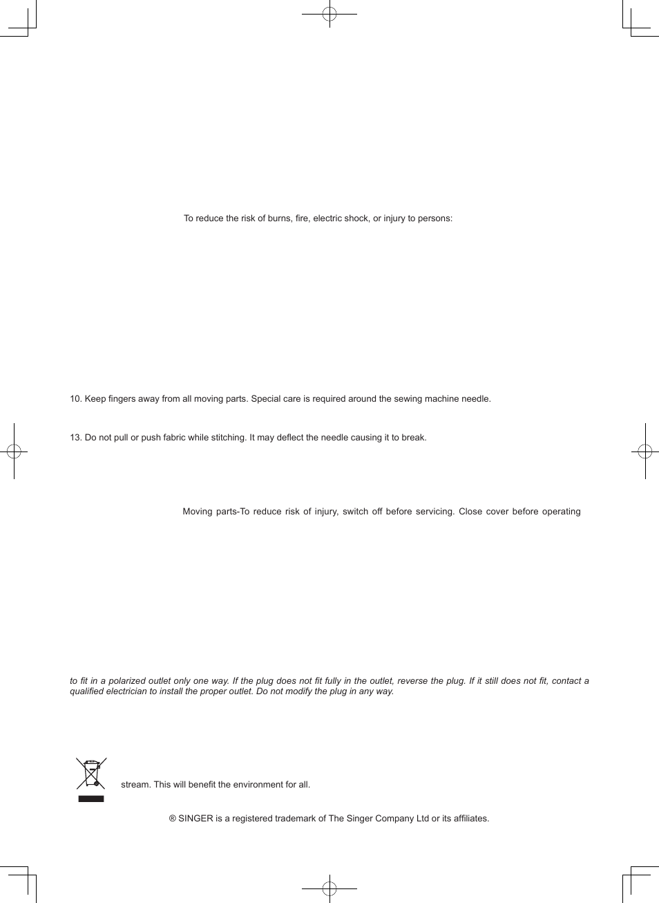 Warning, Caution- save these instructions, Danger | Important safety instructions | SINGER 7412 User Manual | Page 69 / 69
