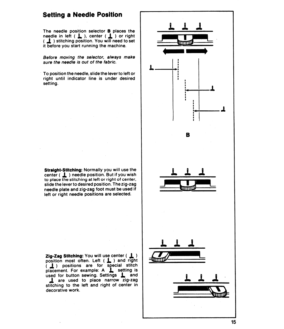 Setting a needle position, 1 1 -l | SINGER 8019 User Manual | Page 17 / 56