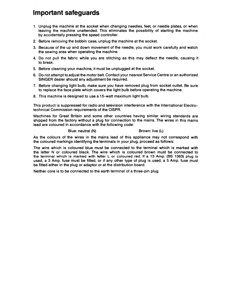 Important safeguards | SINGER 8019 User Manual | Page 2 / 56