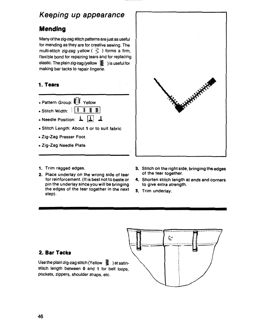 Mending, 1 [i] 1, Keeping up appearance | SINGER 8019 User Manual | Page 48 / 56