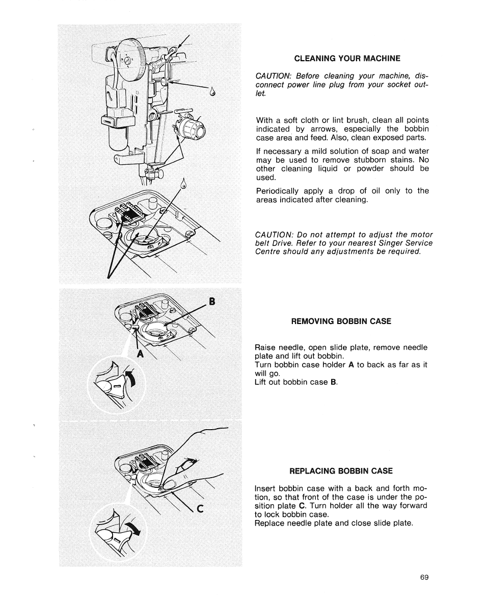 Cleaning your machine, Caring for your machine ,71 | SINGER 8234 User Manual | Page 71 / 76