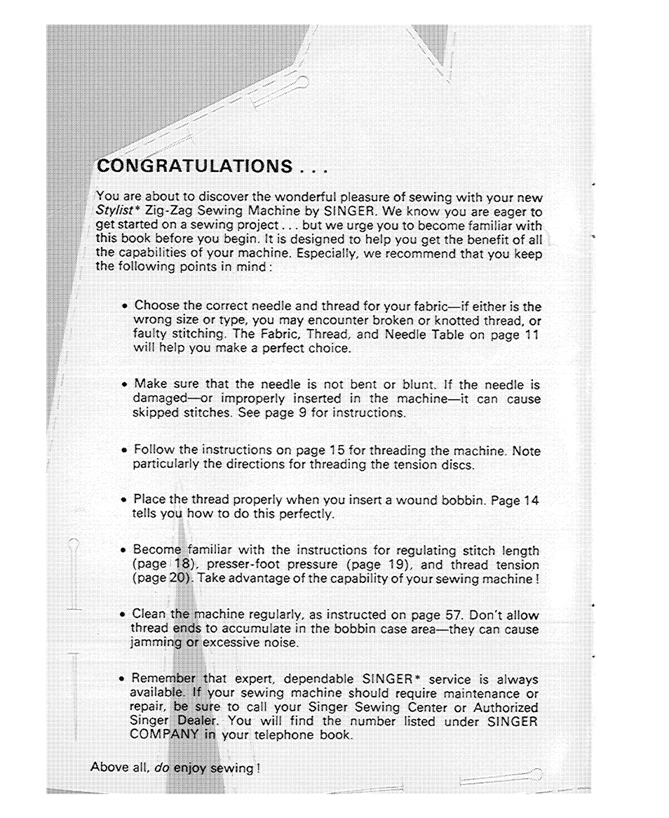 SINGER 814 Stylist User Manual | Page 2 / 72