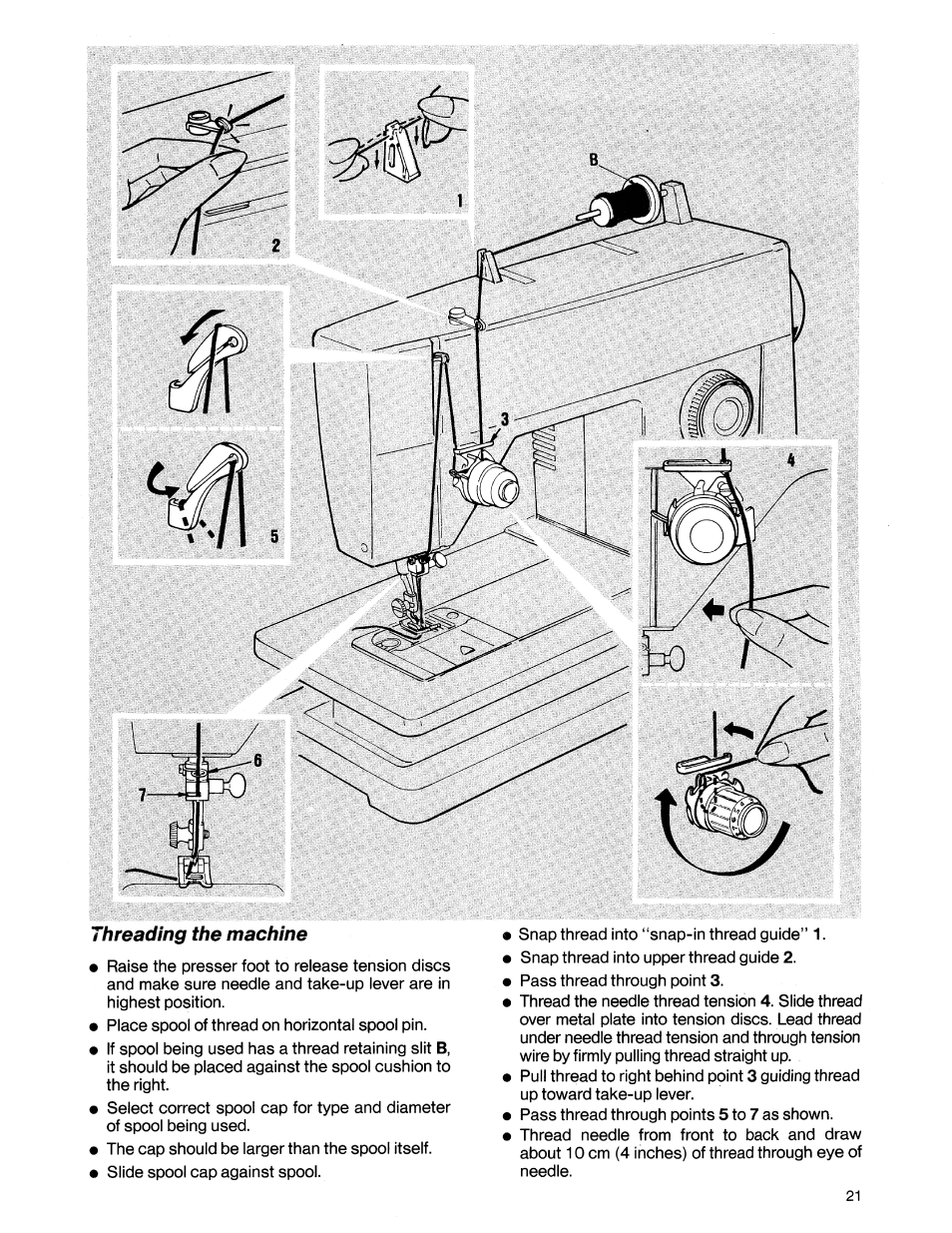 Threading the machine, Threading the bobbin case | SINGER 8614 User Manual | Page 23 / 74