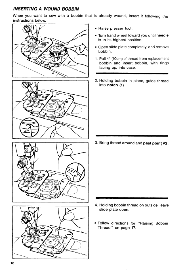 Inserting a wound bobbin | SINGER 9113 User Manual | Page 18 / 48