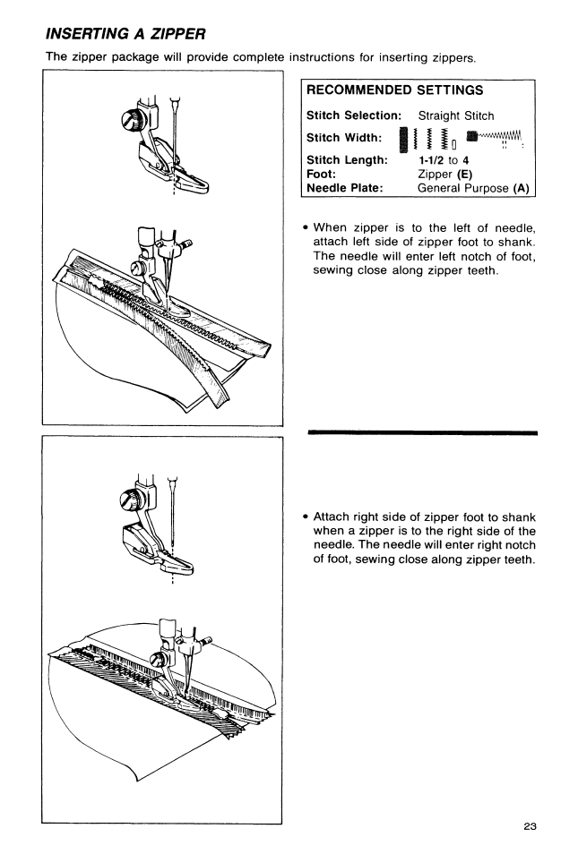 Inserting a zipper | SINGER 9113 User Manual | Page 25 / 48
