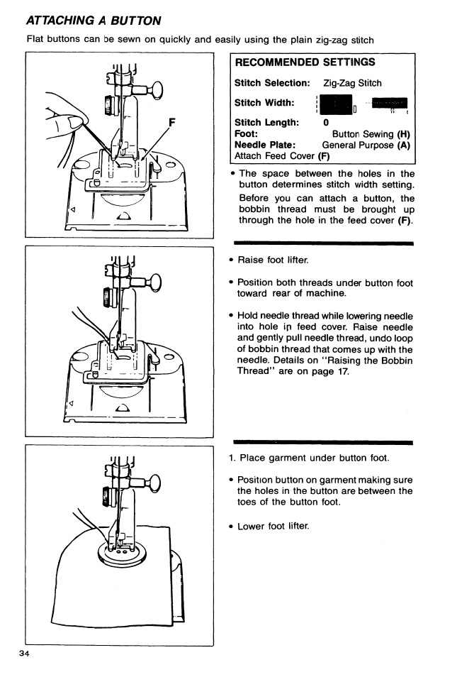 Attaching a button | SINGER 9113 User Manual | Page 36 / 48