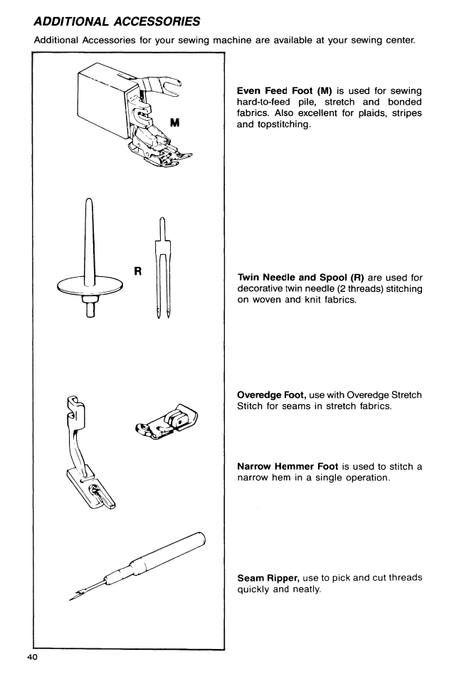 Additional accessories | SINGER 9113 User Manual | Page 42 / 48