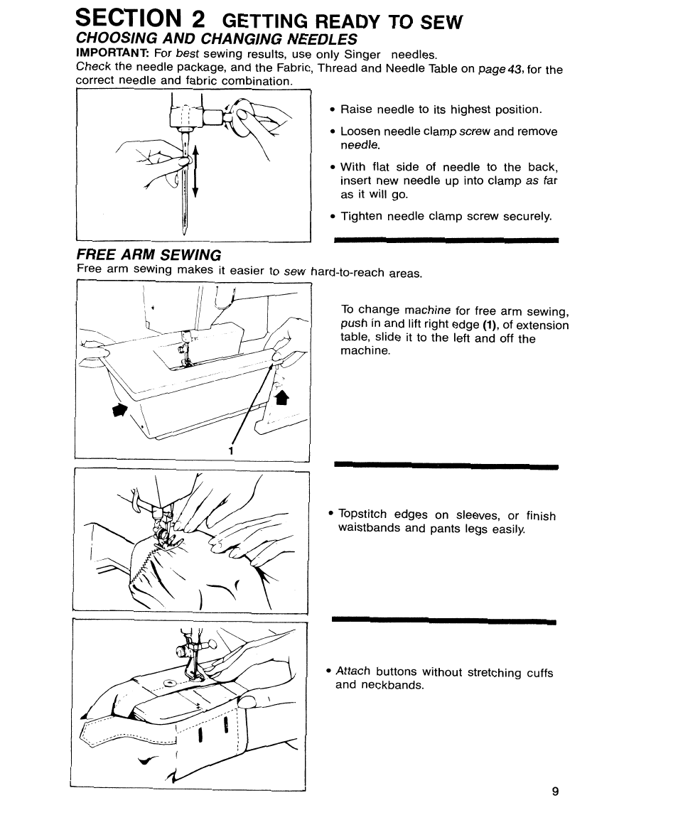 Choosing and changing needles, Getting ready to sew | SINGER 9134 User Manual | Page 11 / 48