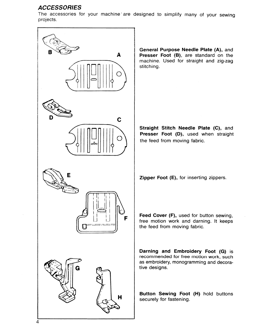Accessories | SINGER 9134 User Manual | Page 6 / 48