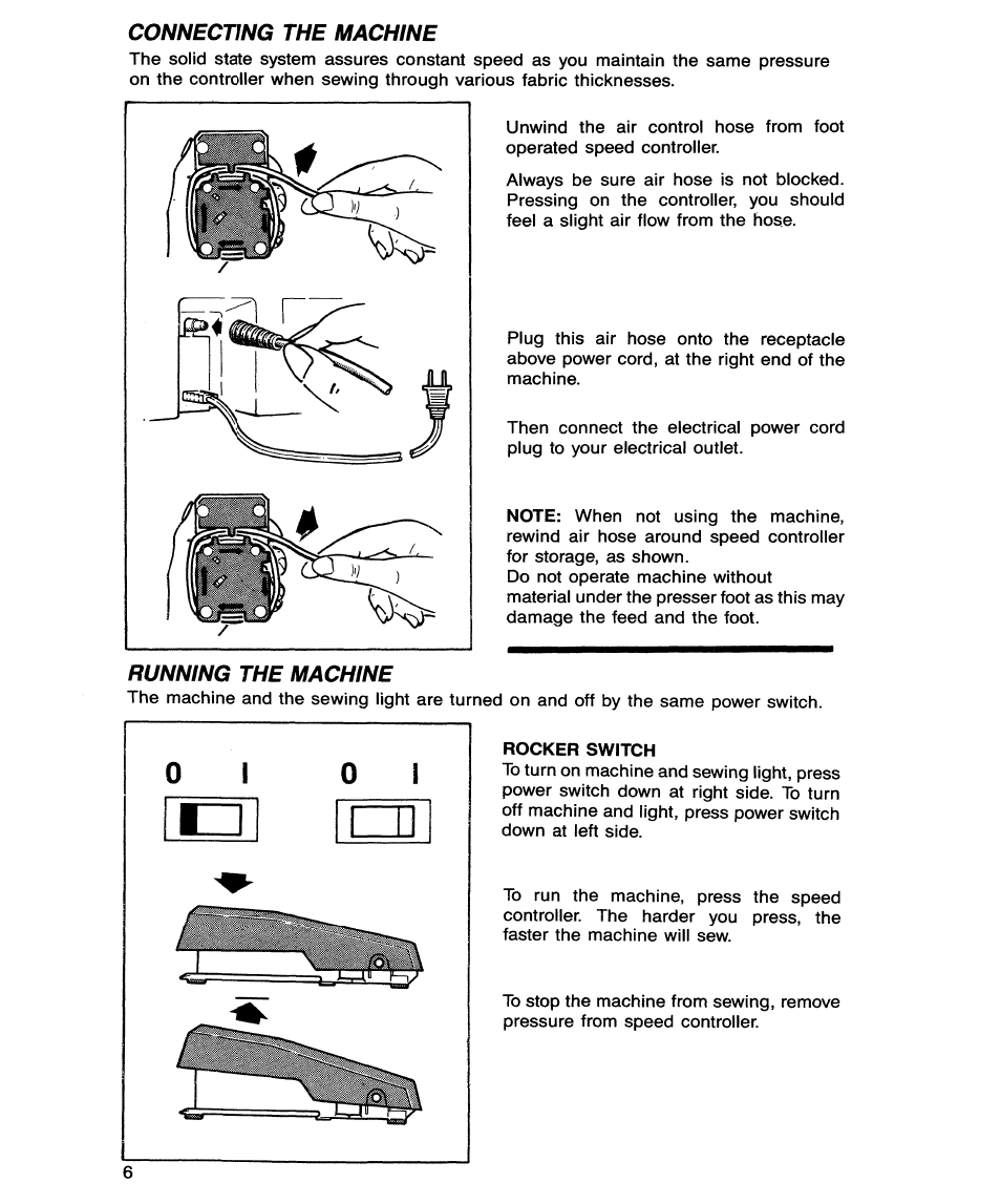 Connecting the machine, Running the machine | SINGER 9134 User Manual | Page 8 / 48
