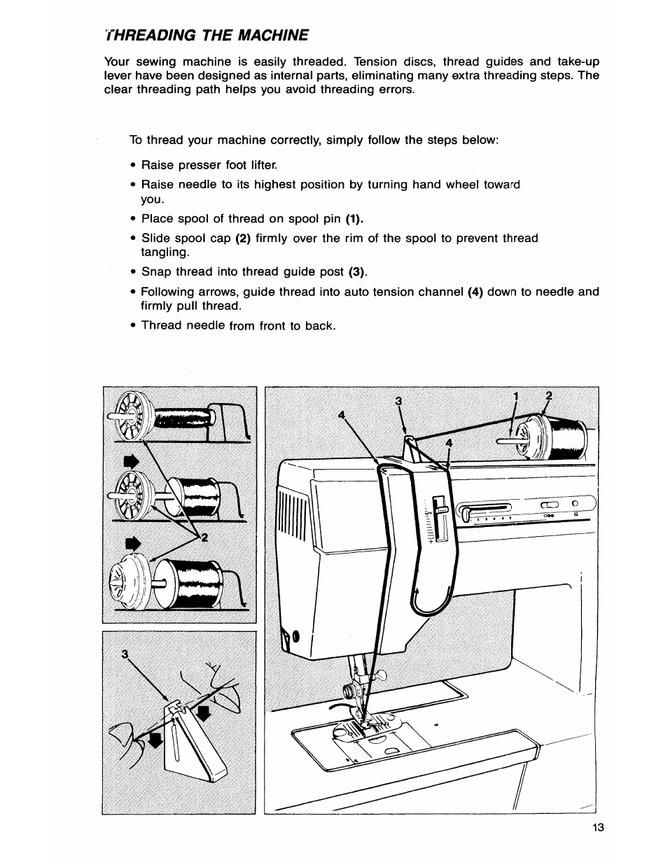 Threading the machine | SINGER 7050 User Manual | Page 15 / 51