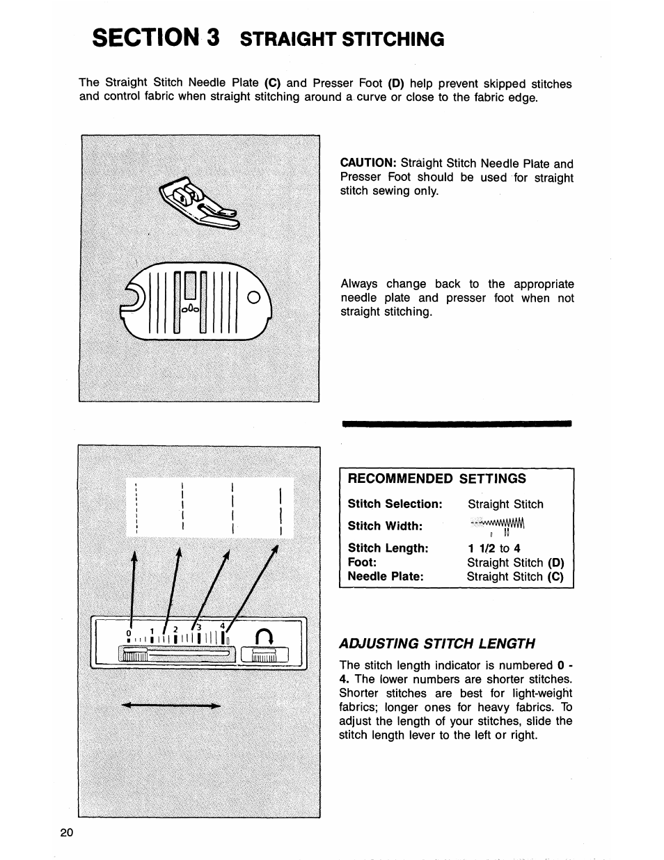 Section 3 straight stitching, Adjusting stitch length, I j l | SINGER 7050 User Manual | Page 22 / 51