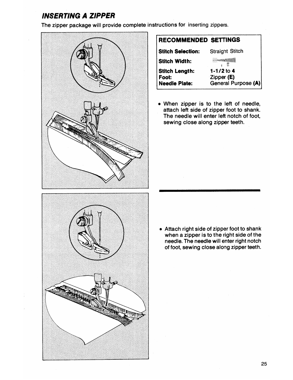 Inserting a zipper | SINGER 7050 User Manual | Page 27 / 51