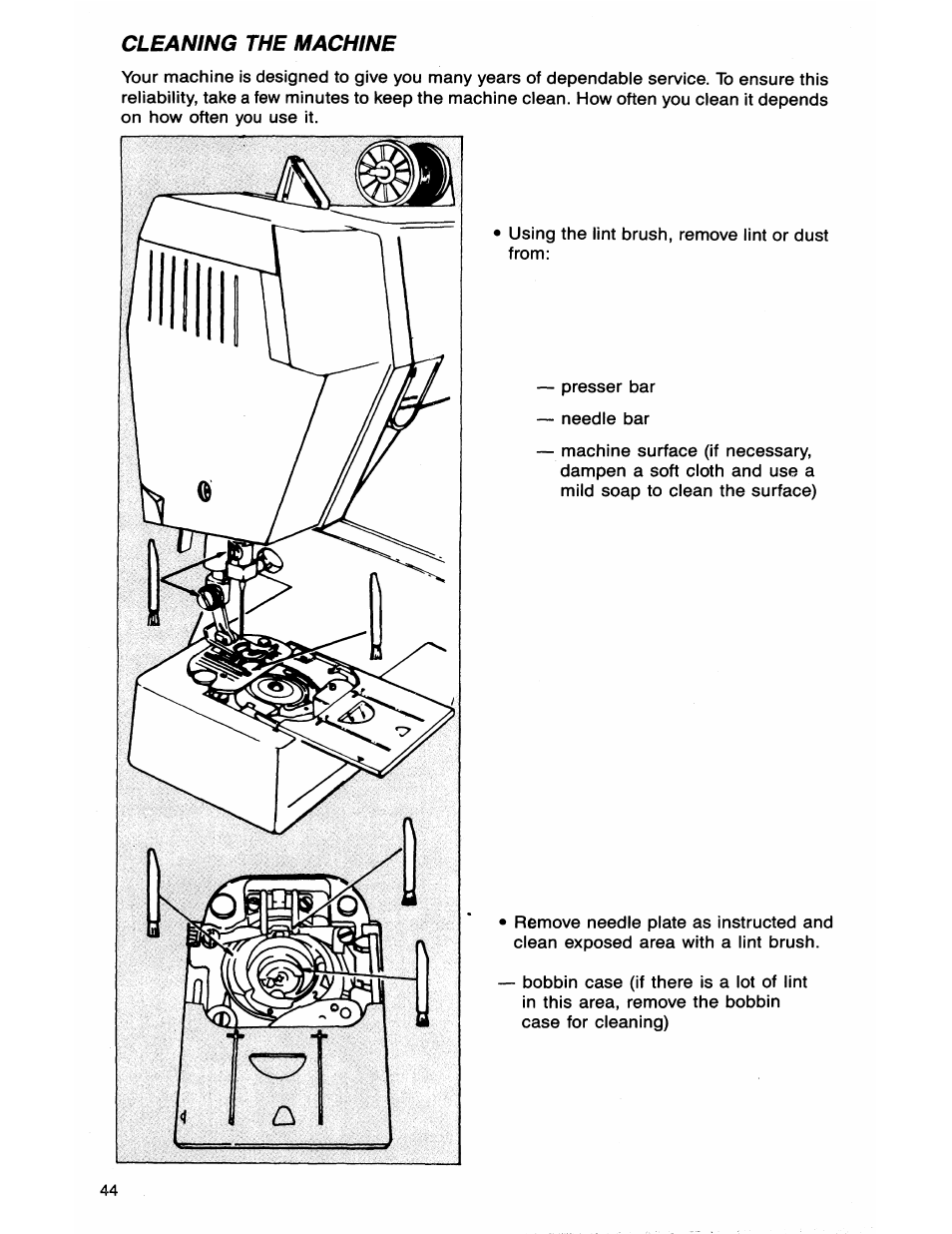 Cleaning the machine | SINGER 7050 User Manual | Page 46 / 51
