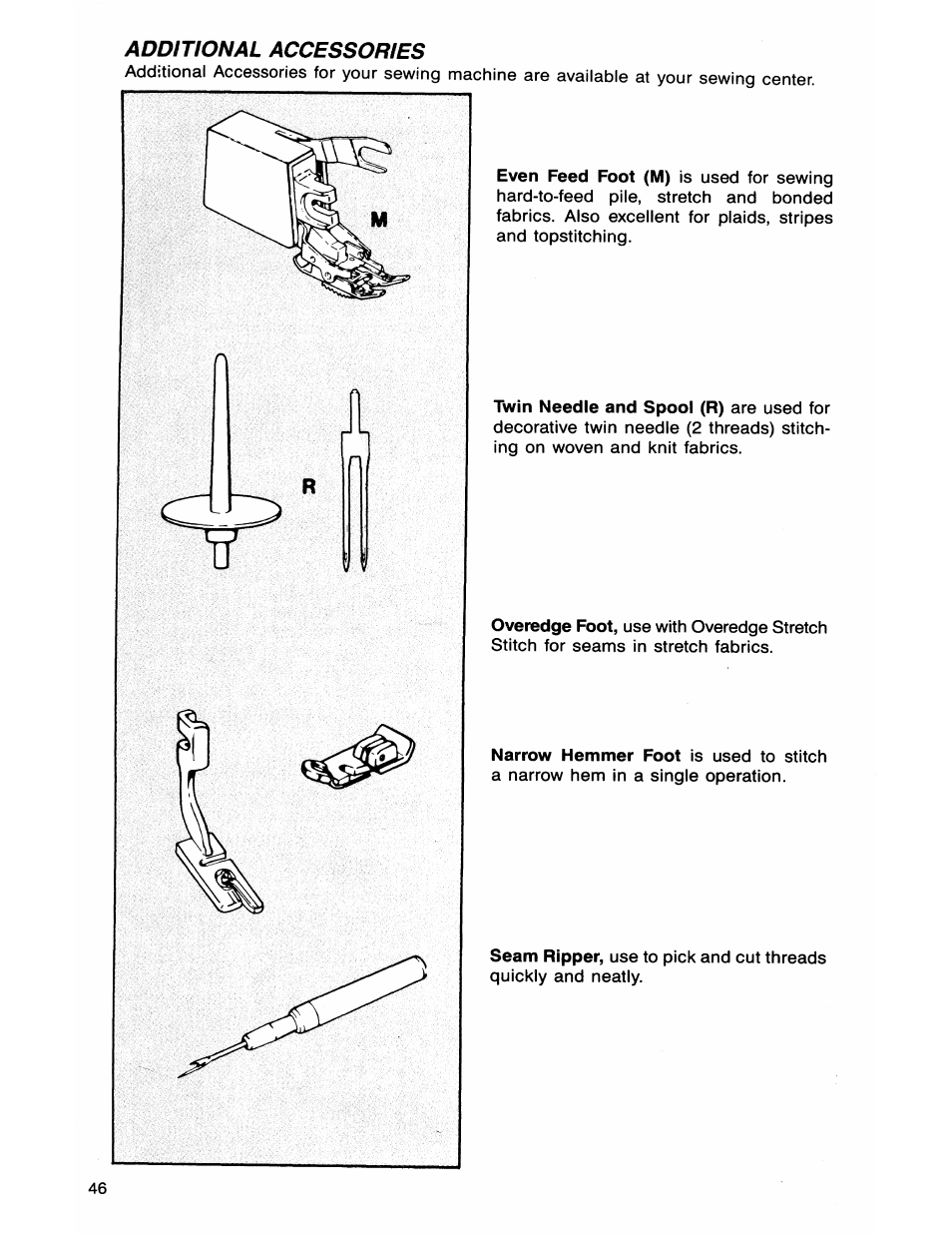 Additional accessories | SINGER 7050 User Manual | Page 48 / 51