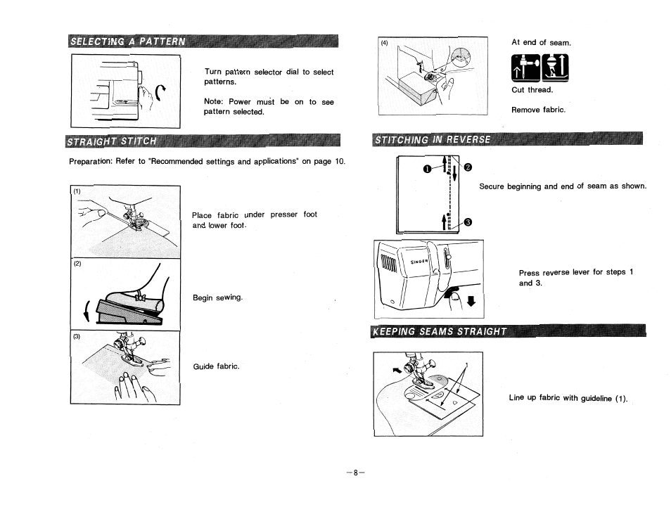 Stitching in revers | SINGER 9224 User Manual | Page 11 / 32
