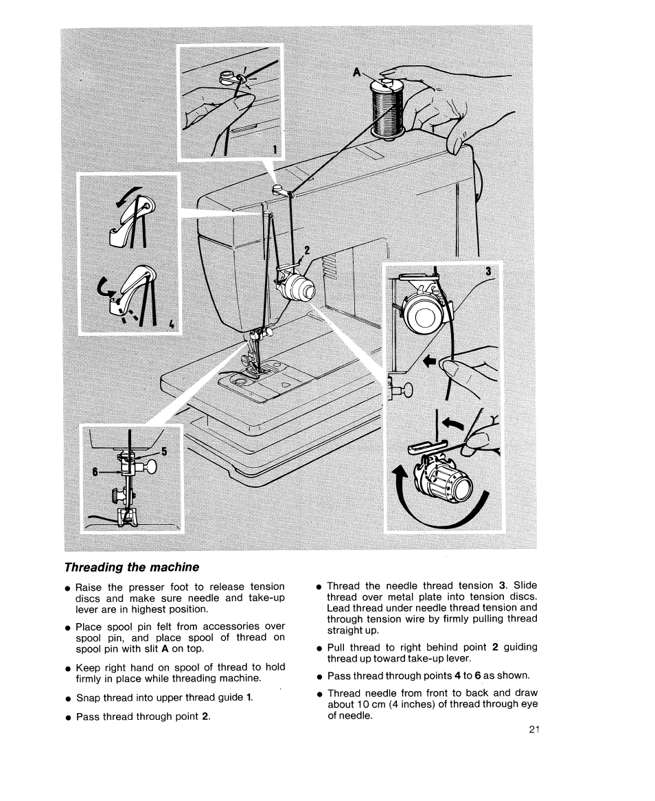 Threading the machine, Operating the machine | SINGER 9618 User Manual | Page 23 / 74