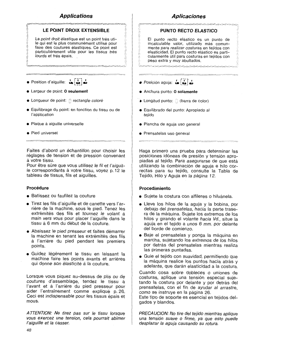 Applications, Aplicaciones | SINGER 9618 User Manual | Page 50 / 74