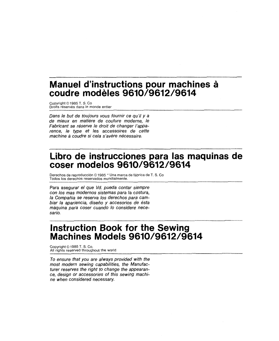 SINGER 9614 User Manual | Page 3 / 76