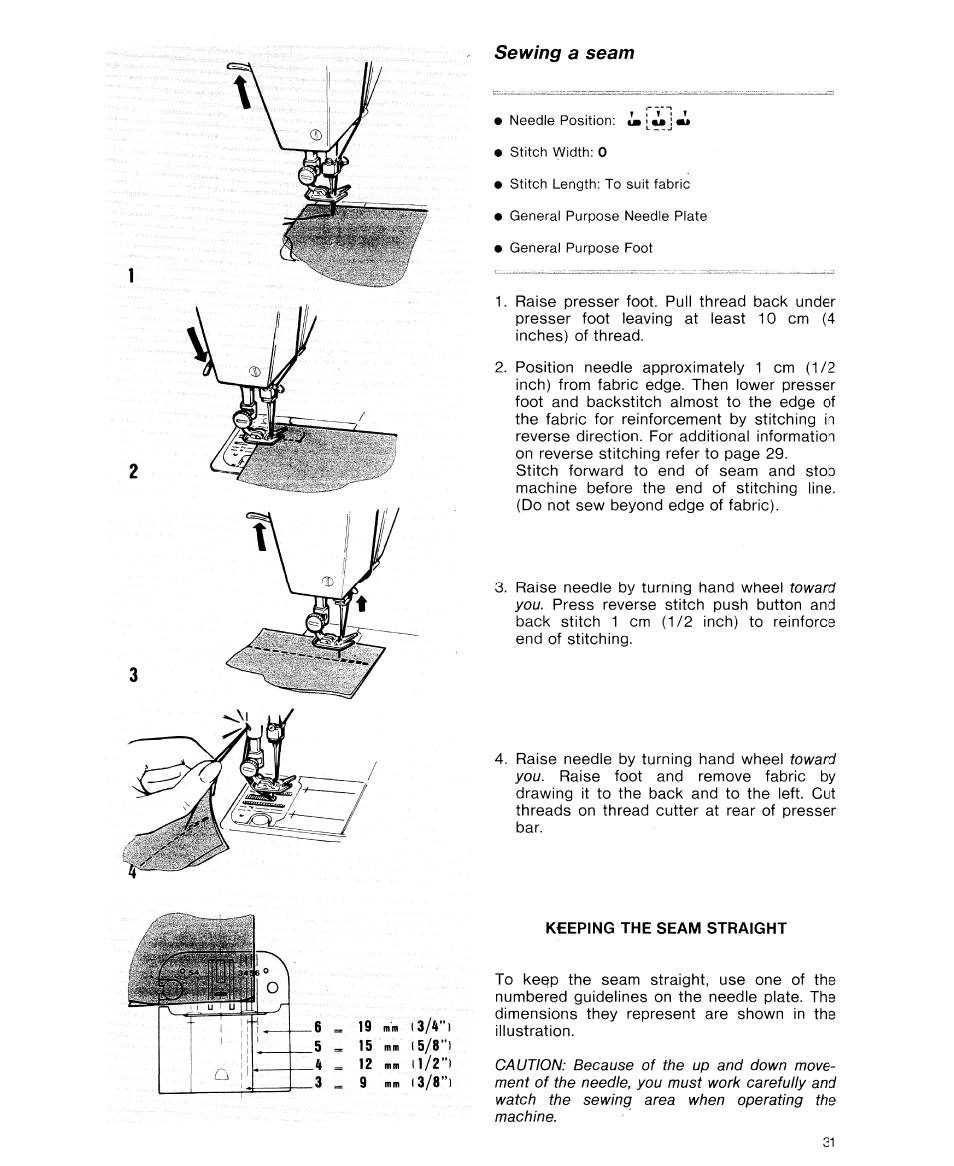 Sewing a seam, K€eping the seam straight | SINGER 9614 User Manual | Page 33 / 76