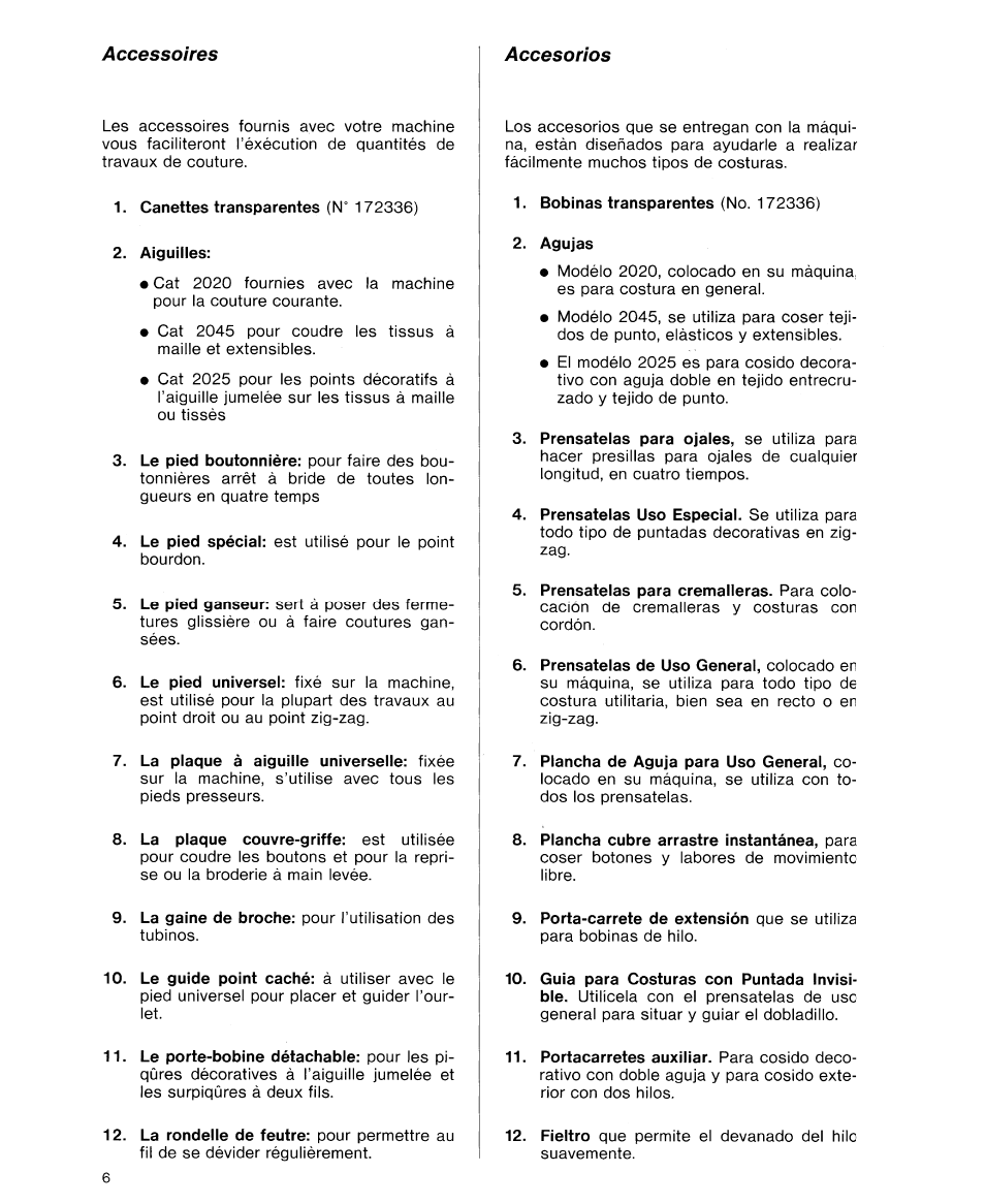 Canettes transparentes (№ 172336), Aiguilles, Agujas | SINGER 9614 User Manual | Page 8 / 76
