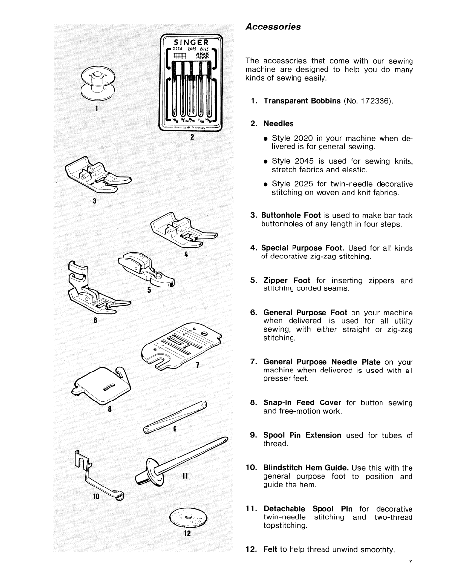 Accessories, Needles, Accesorios | SINGER 9614 User Manual | Page 9 / 76