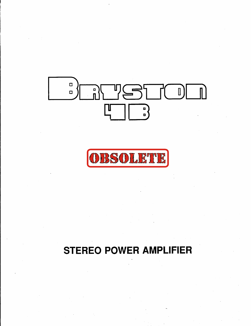 Bryston OBSOLETE 4B NRB User Manual | 4 pages