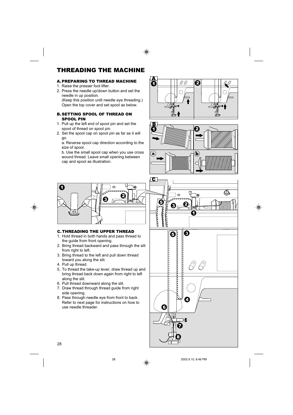 Threading the machine | SINGER 9910 Quantum User Manual | Page 28 / 80