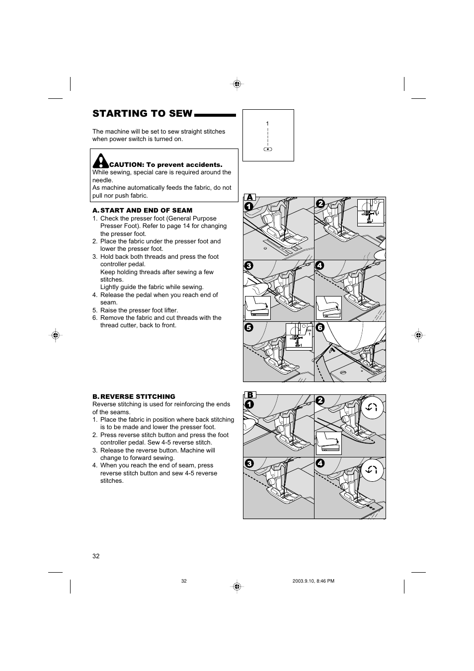 Starting to sew | SINGER 9910 Quantum User Manual | Page 32 / 80