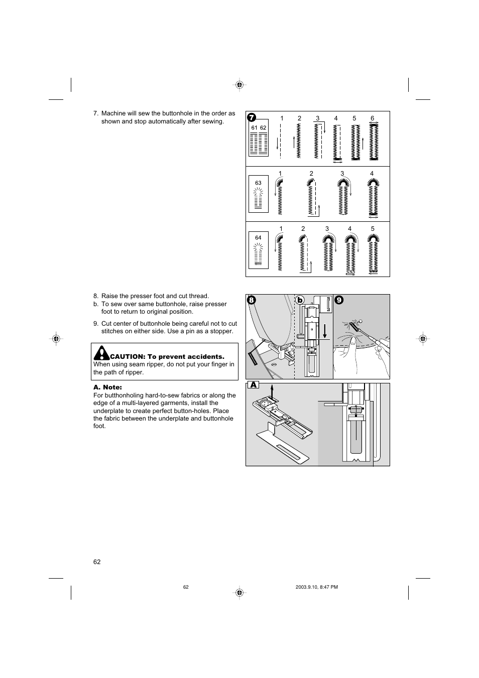 SINGER 9910 Quantum User Manual | Page 62 / 80