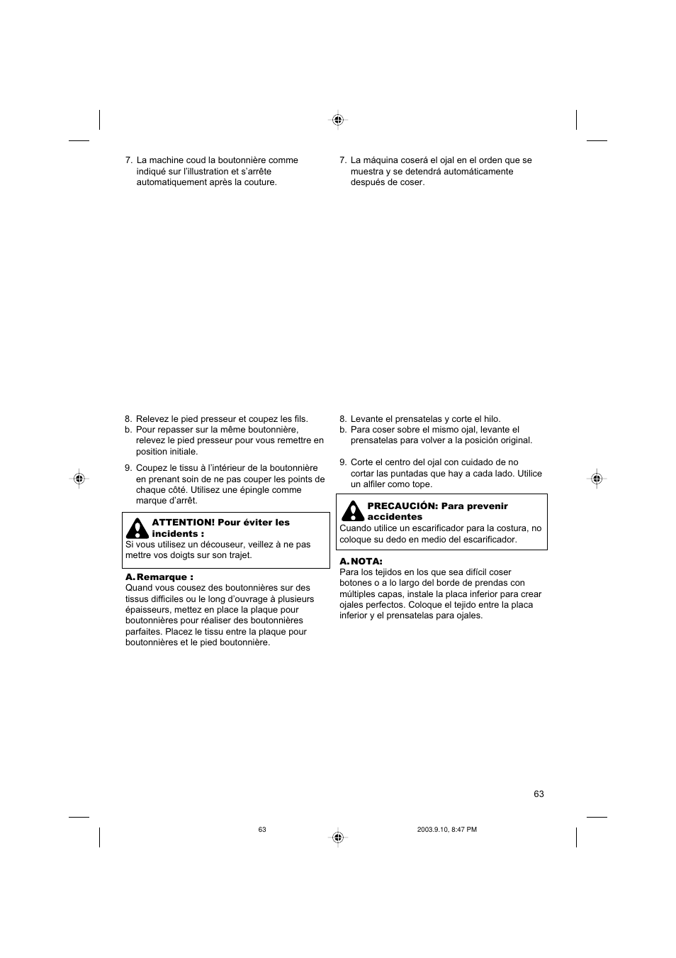 SINGER 9910 Quantum User Manual | Page 63 / 80