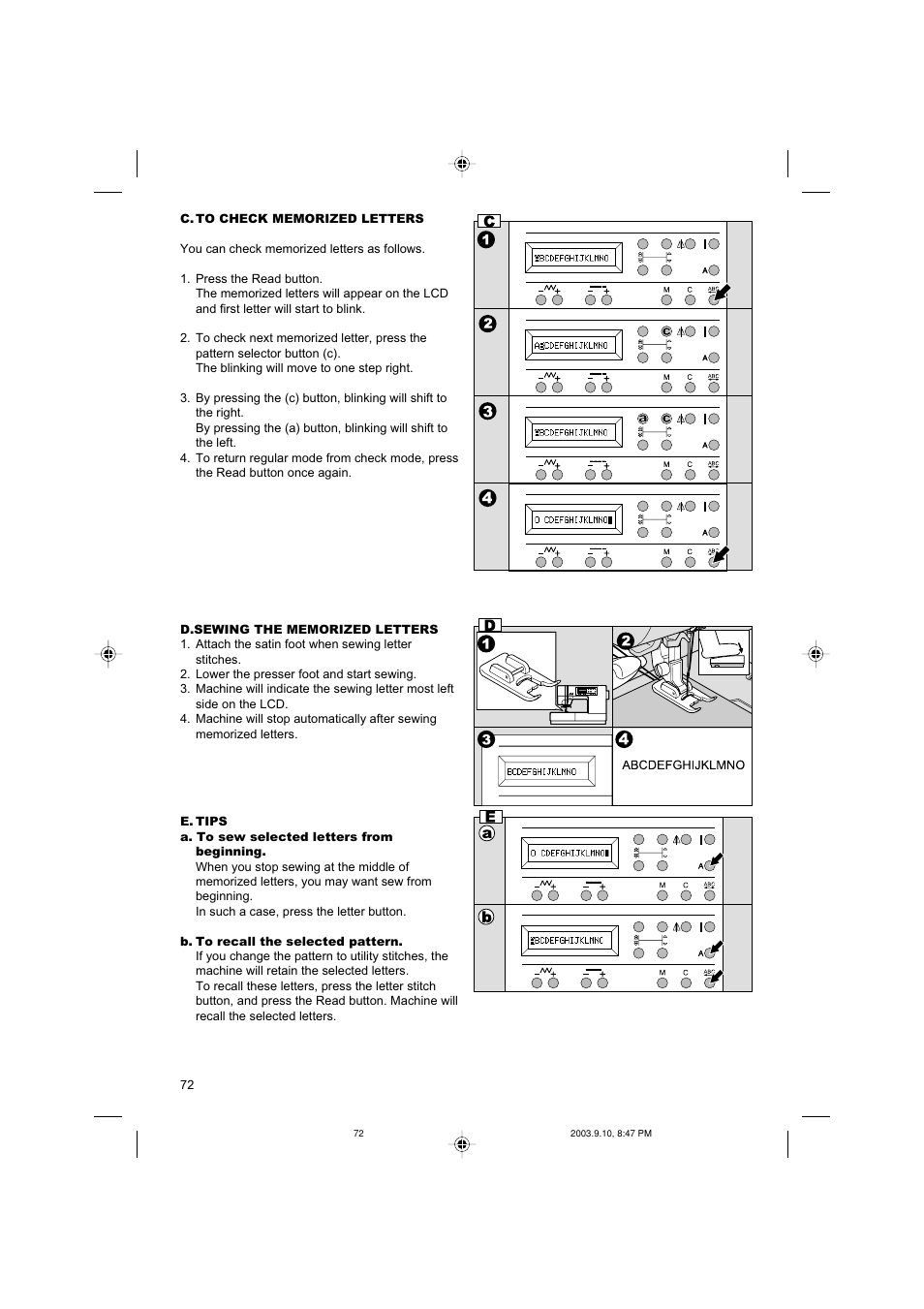 SINGER 9910 Quantum User Manual | Page 72 / 80