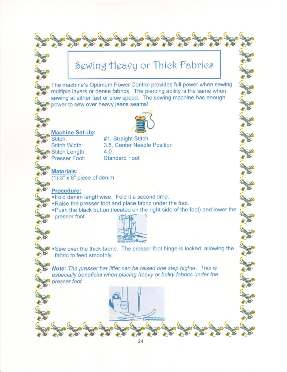 Machine set-up, Materials | SINGER 9910-WORKBOOK Quantum User Manual | Page 32 / 64