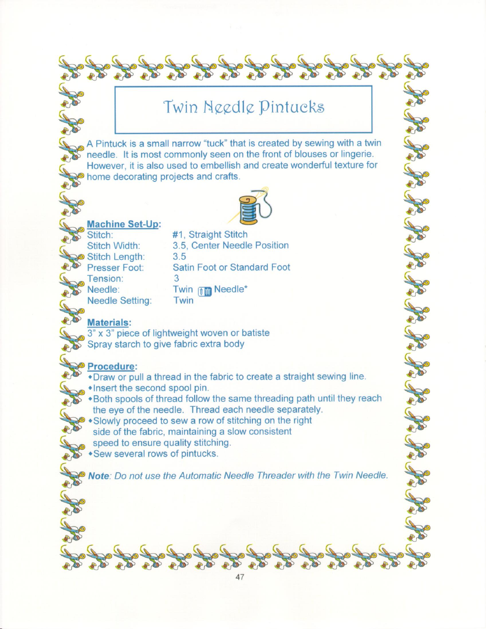 Machine set-up, Materials, Procedure | SINGER 9910-WORKBOOK Quantum User Manual | Page 58 / 64