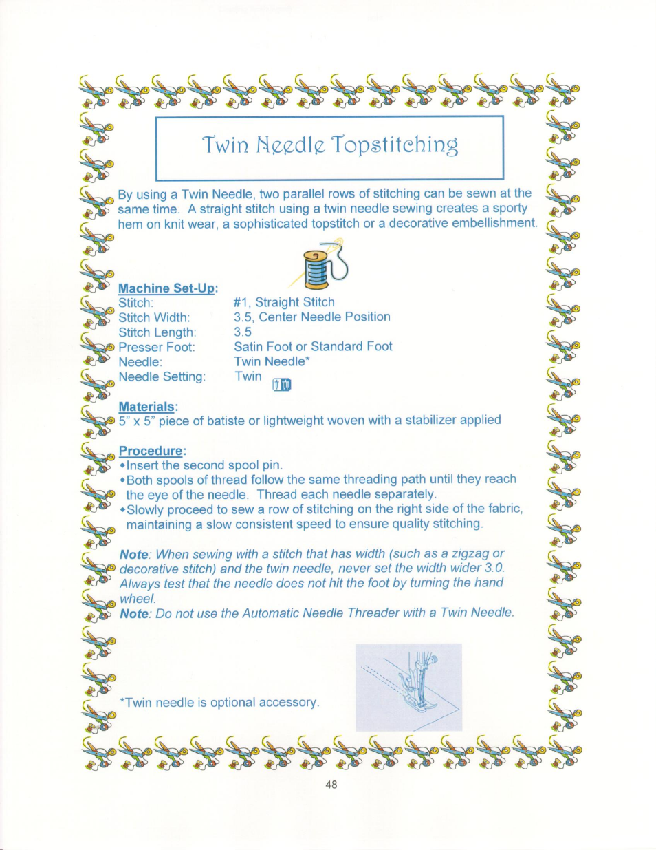 Machine set-up, Materials | SINGER 9910-WORKBOOK Quantum User Manual | Page 59 / 64