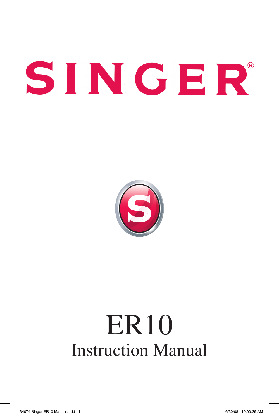 SINGER ER-10 Felting Machine User Manual | 12 pages